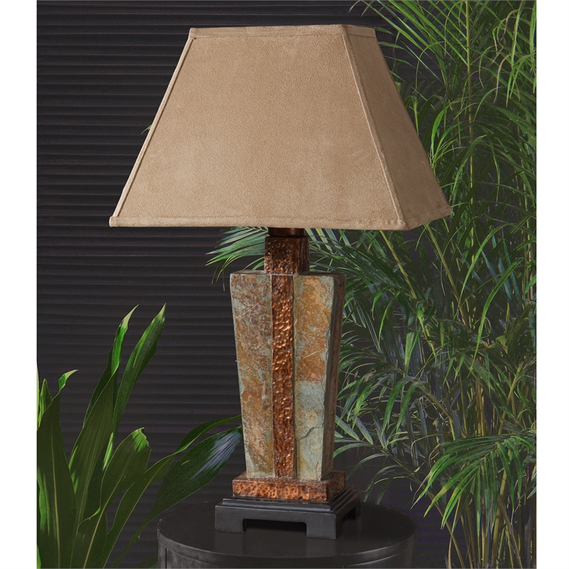 Uttermost Indoor and Outdoor Slate Accent Lamp in Hammered Copper