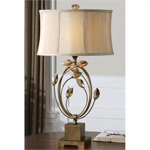 Uttermost Alenya Metal Fabric and Crystal Accented Table Lamp in Gold