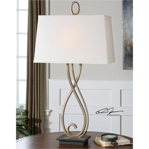 Uttermost Ferndale Scroll Metal Lamp in Antiqued Silver Champagne