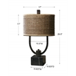 Uttermost Stabina Marble Metal and Cane Table Lamp in Rustic Bronze/Brown/Tan