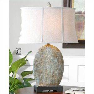 Uttermost Seveso Textured Ceramic Table Lamp in Light Blue Glaze
