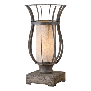 Uttermost Minozzo Transitional Metal Accent Lamp in Rustic Bronze/Oatmeal