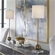 Uttermost Laton Metal and Crystal Buffet Lamp in Brushed Brass/Off White
