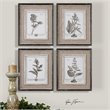 Uttermost Casual Gray Study Wood Flax and Linen Framed Art in Black (Set of 4)