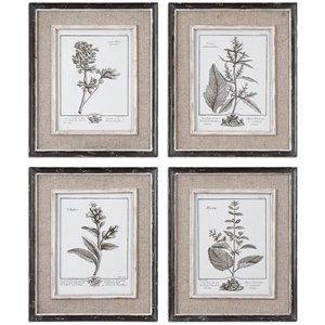 uttermost casual distressed black framed art with gray and taupe wash (set of 4)