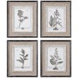 Uttermost Casual Gray Study Wood Flax and Linen Framed Art in Black (Set of 4)