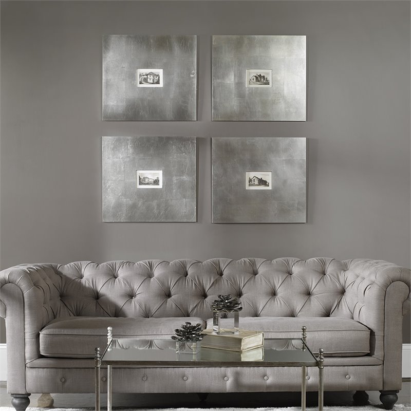 Uttermost Historical Buildings MDF Framed Art in Silver/Light Brown (Set of 4)