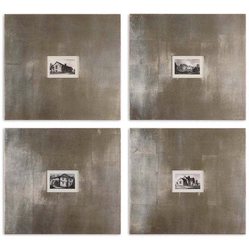 Uttermost Historical Buildings MDF Framed Art in Silver/Light Brown (Set of 4)