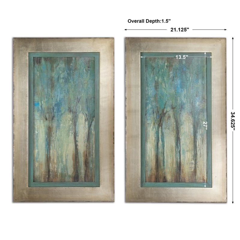 Uttermost Whispering Wind Wood and Paper Framed Art in Multi-Color (Set of 2)