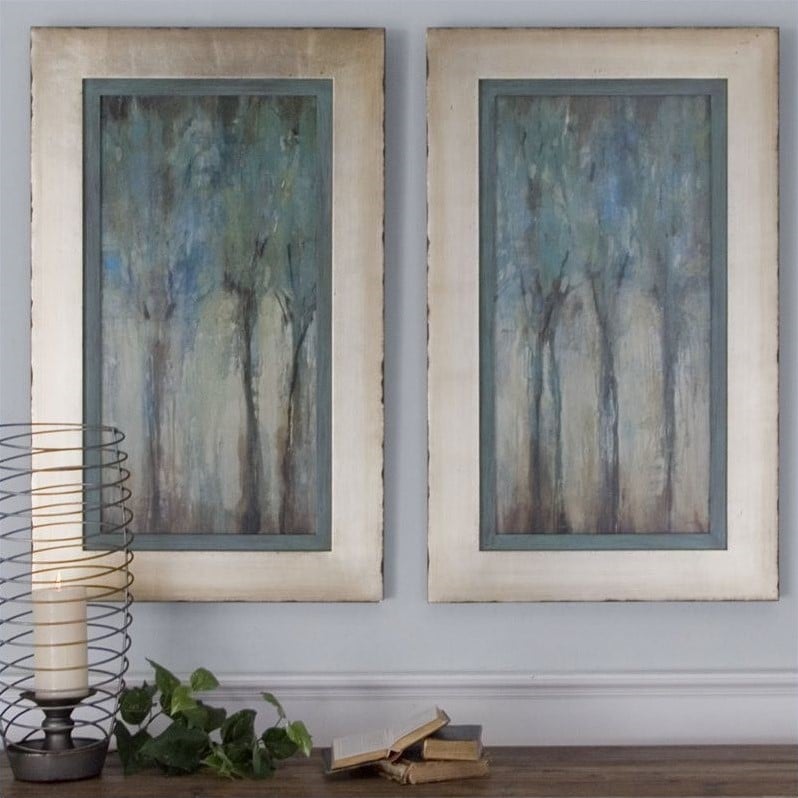 Uttermost Whispering Wind Wood and Paper Framed Art in Multi-Color (Set of 2)