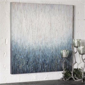 Uttermost Outside The Window Wood Hand Painted Canvas Art in Blue/Gray/White