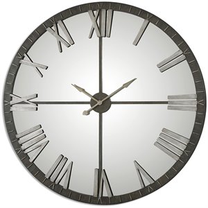 Uttermost Amelie Farmhouse Metal Large Wall Clock in Bronze/Silver