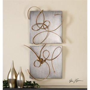 Uttermost Harmony Contemporary Metal Wall Art in Gold/Silver (Set of 2)