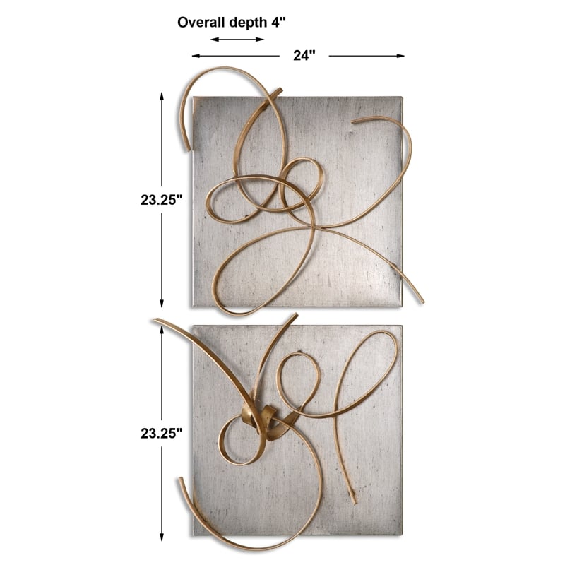 Uttermost Harmony Contemporary Metal Wall Art in Gold/Silver (Set of 2)