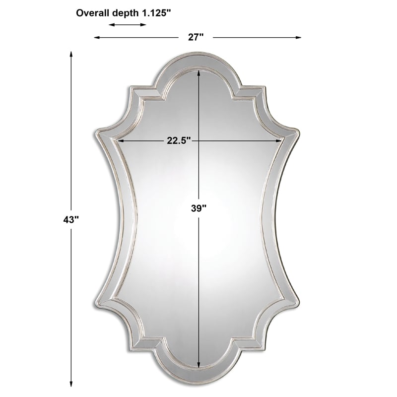 Uttermost Elara PU MDF Wood and Glass Wall Mirror in Antiqued Silver