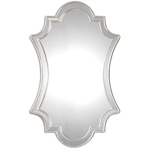 Uttermost Elara PU MDF Wood and Glass Wall Mirror in Antiqued Silver