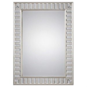 Uttermost Lanester Contemporary MDF Wood Leaf Mirror in Silver