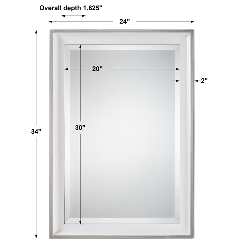 Uttermost Lahvahn Coastal Style Fir Wood Mirror in Silver/White