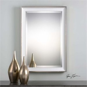 Uttermost Lahvahn Coastal Style Fir Wood Mirror in Silver/White