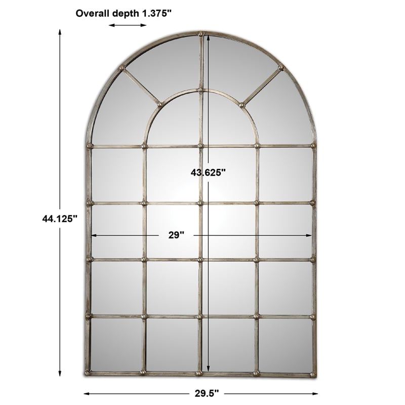 Uttermost Barwell Arch Traditional Metal Decorative Mirror in Silver