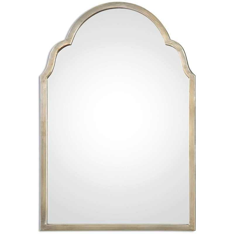 Uttermost Brayden Contemporary Metal Petite Arch Mirror in Silver Finish