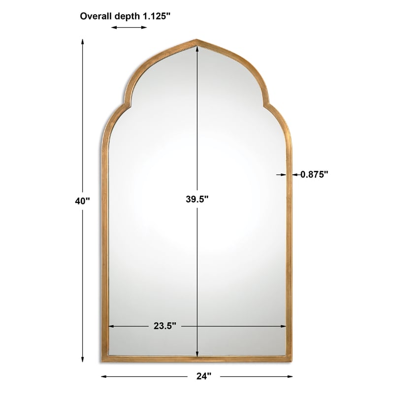 Uttermost Kenitra Contemporary Style Metal Arch Mirror in Gold Finish