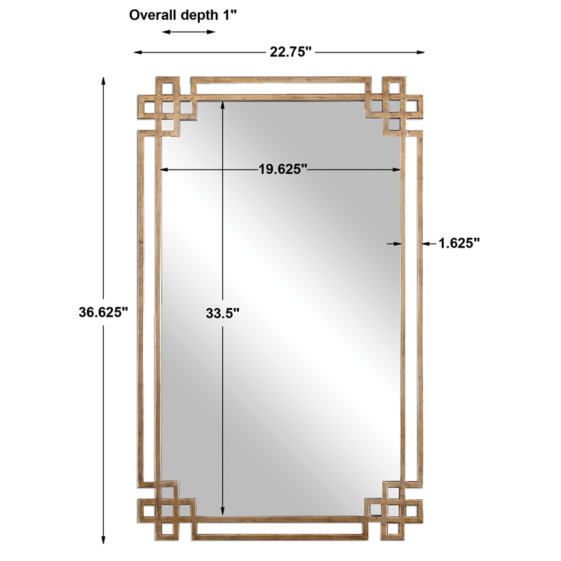 Uttermost Devoll Contemporary Style Metal Mirror in Gold Finish