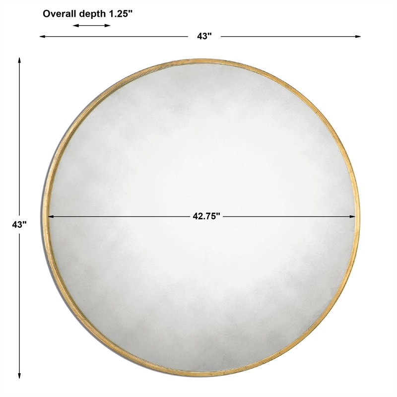 Uttermost Junius Round Contemporary Metal and MDF Wood Mirror in Gold