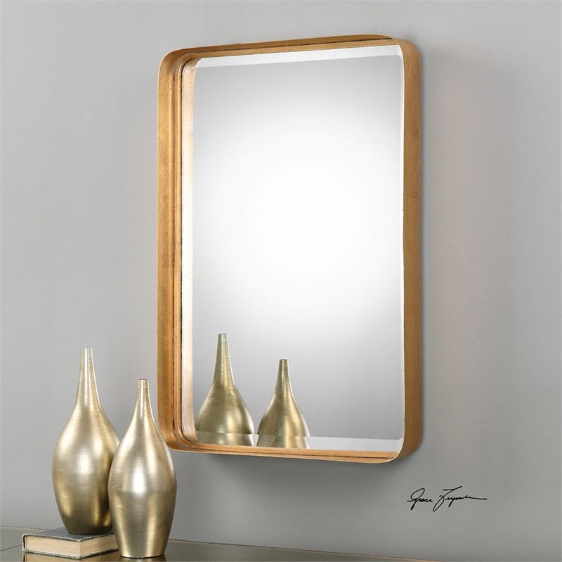Uttermost Crofton Contemporary Style Metal Mirror in Gold Finish