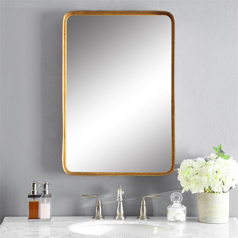 Uttermost Crofton Contemporary Style Metal Mirror in Gold Finish