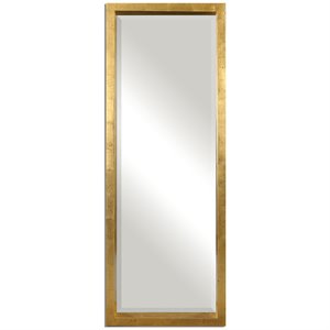 Uttermost Edmonton Contemporary Pine Wood Leaner Mirror in Gold