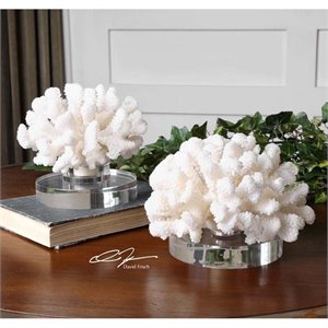 Uttermost Hard Coral Resin and Crystal Sculptures in Cream (Set of 2)