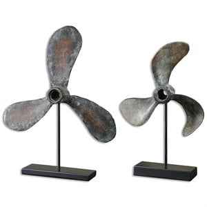 uttermost propellers rust sculptures (set of 2)