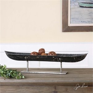 Uttermost River Boat Coastal Metal Sculpture in Black and Silver Finish