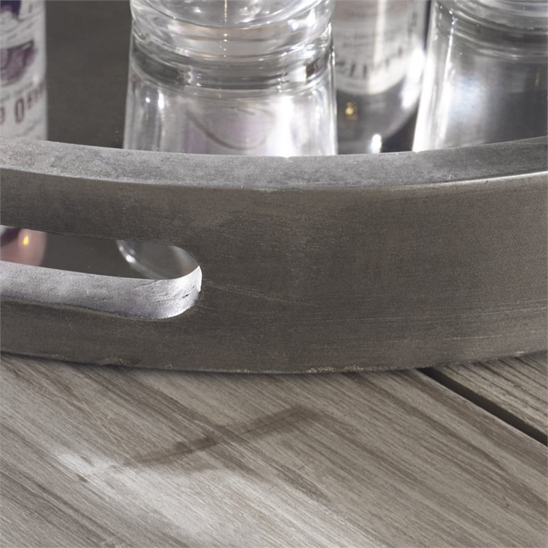 Uttermost Bechet Round Farmhouse MDF and Mirror Tray in Silver