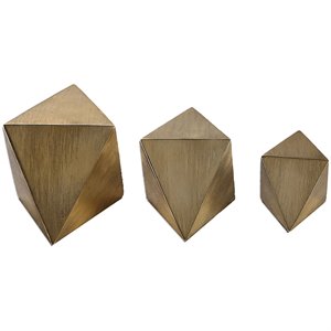 Uttermost Rhombus Contemporary Resin Accents in Antique Gold (Set of 3)