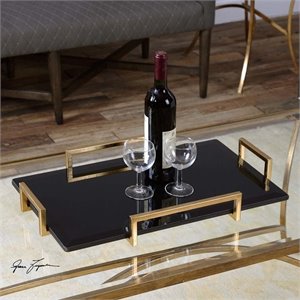 Uttermost Ettore Contemporary Style Iron Tray in Black and Gold
