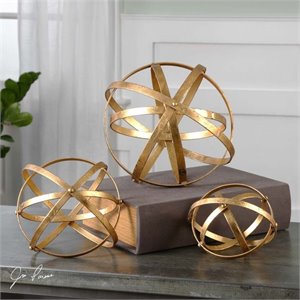 Uttermost Stetson Contemporary Style Iron Spheres in Gold (Set of 3)