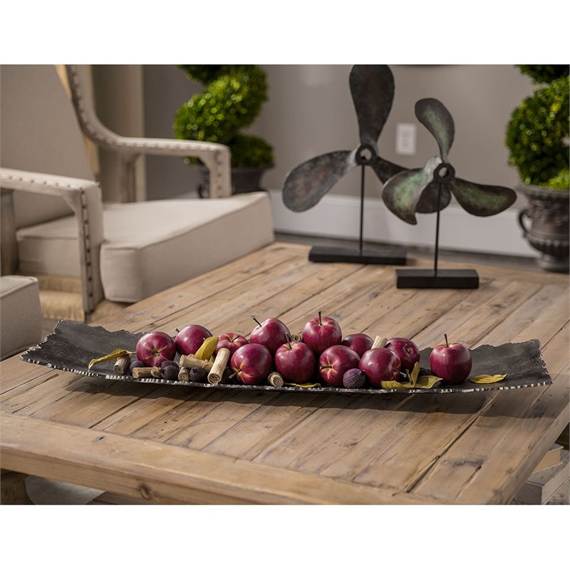 Uttermost Camilla Farmhouse Cast Aluminum Tray in Gray/Nickel/Silver