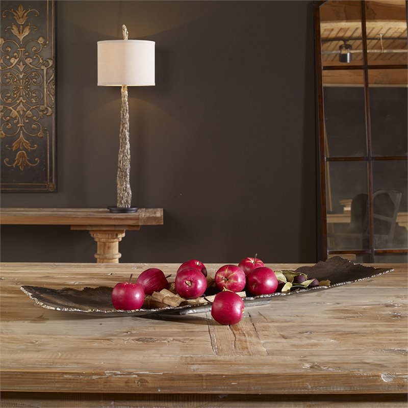 Uttermost Camilla Farmhouse Cast Aluminum Tray in Gray/Nickel/Silver