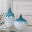Uttermost Carlas Contemporary Glass Vases in Teal Blue/White (Set of 2)