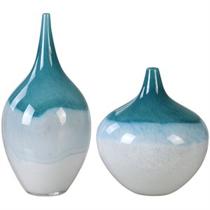 uttermost carla teal white vases (set of 2)
