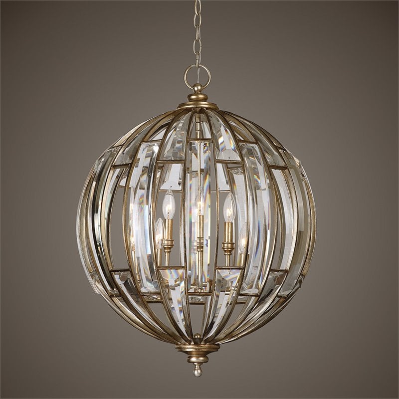 Uttermost Vicentina 6 Light Pendant in Burnished Silver Champagne