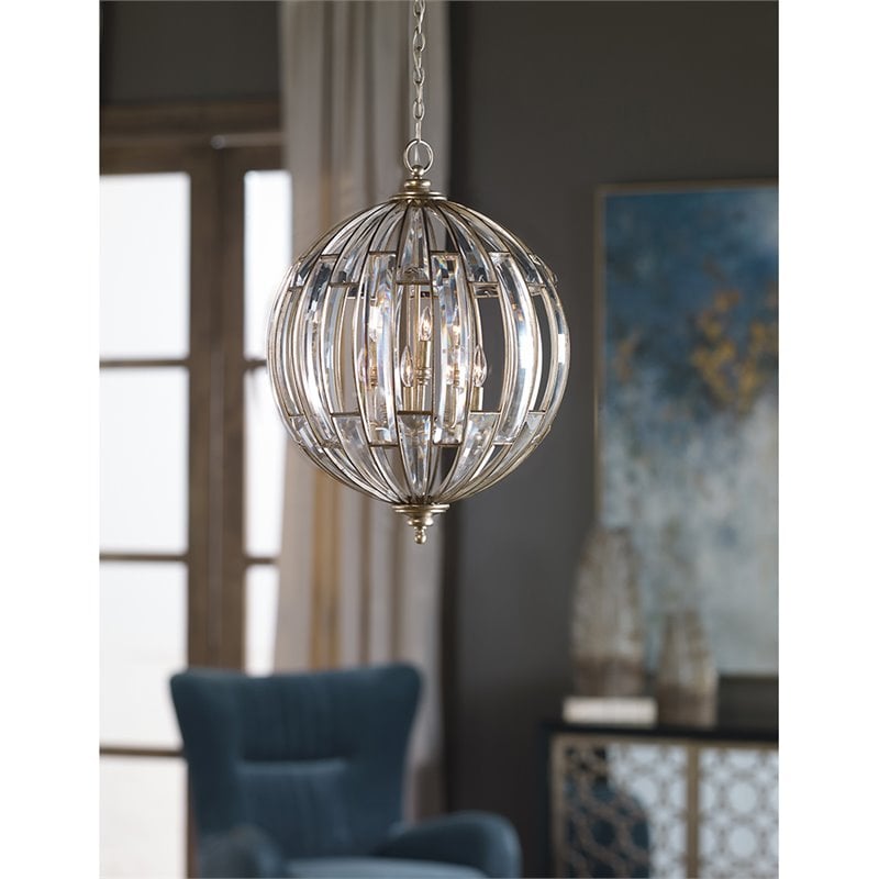Uttermost Vicentina 6 Light Pendant in Burnished Silver Champagne