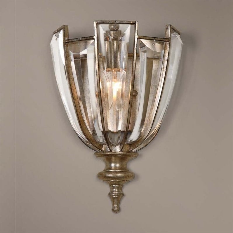Uttermost Vicentina 1 Light Crystal Wall Sconce 22494 - Crystal Wall Candle Sconces
