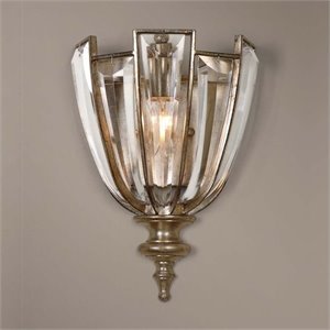 Uttermost Vicentina 1-Light Traditional Crystal Wall Sconce in Burnished Silver
