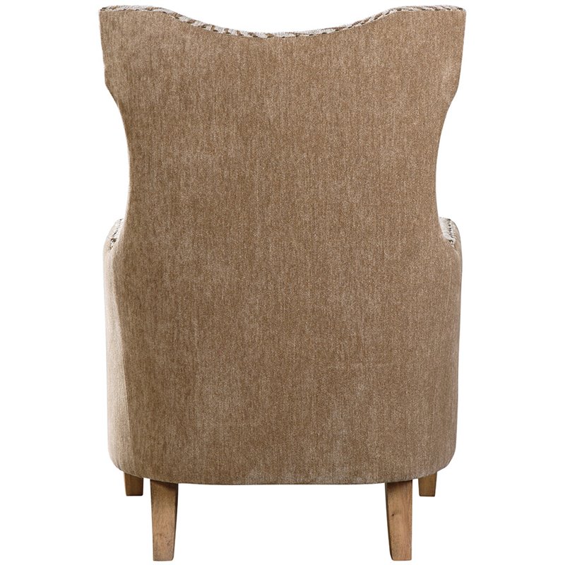 Uttermost Kiango Wood Fabric and Metal Animal Pattern Armchair in Brown/White