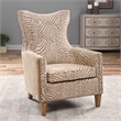 Uttermost Kiango Wood Fabric and Metal Animal Pattern Armchair in Brown/White