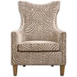 Uttermost Kiango Wood Fabric and Metal Animal Pattern Armchair in Brown/White