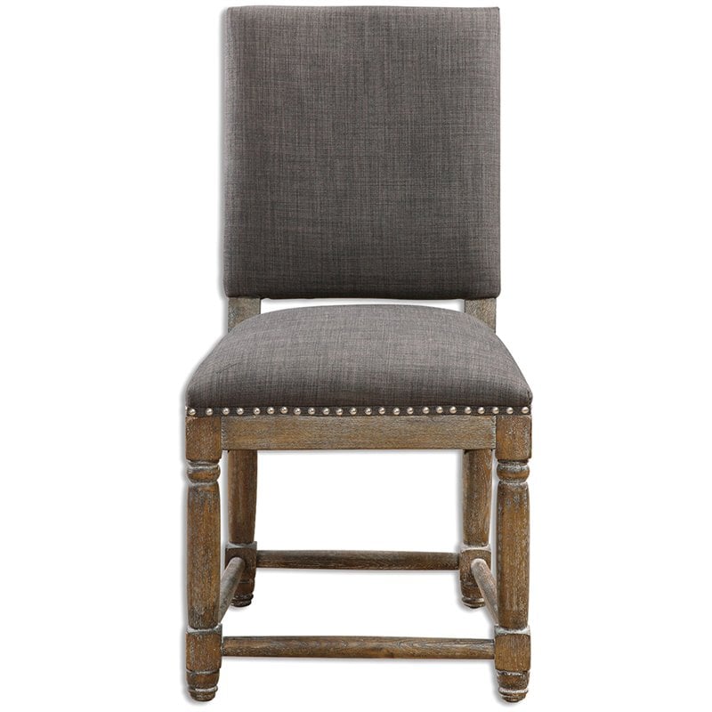 Uttermost Laurens Wood Metal and Fabric Accent Chair in Gray/Brass